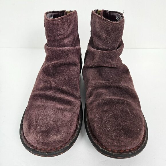 Clarks Avington Swan Purple Suede Gathered Scrunch Ankle Boot US 6 - Picture 2 of 9